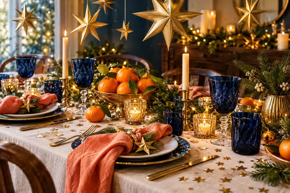 Illustration of a festive New Year table